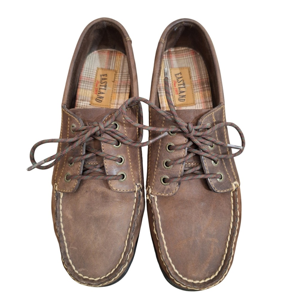 Eastland 90s Vintage Falmouth Women 8.5 M Brown Leather Camp Moc Boat Shoes